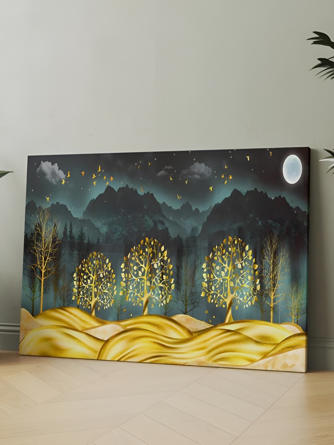 

CLAWCRAFTS Gold Toned & Black Canvas Painting Wall Art