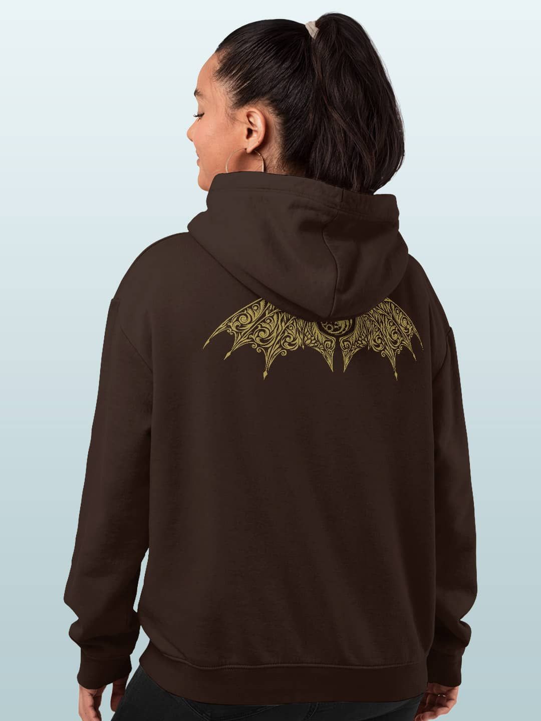 

macmerise Women Printed Hooded Sweatshirt, Brown