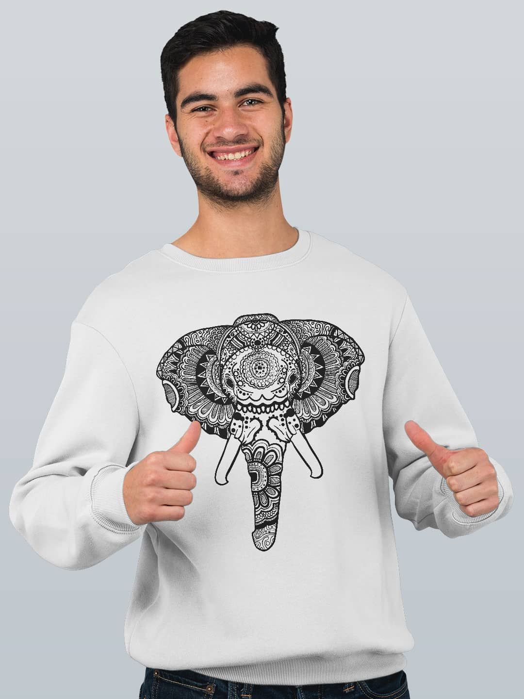 

macmerise Men Printed Sweatshirt, White