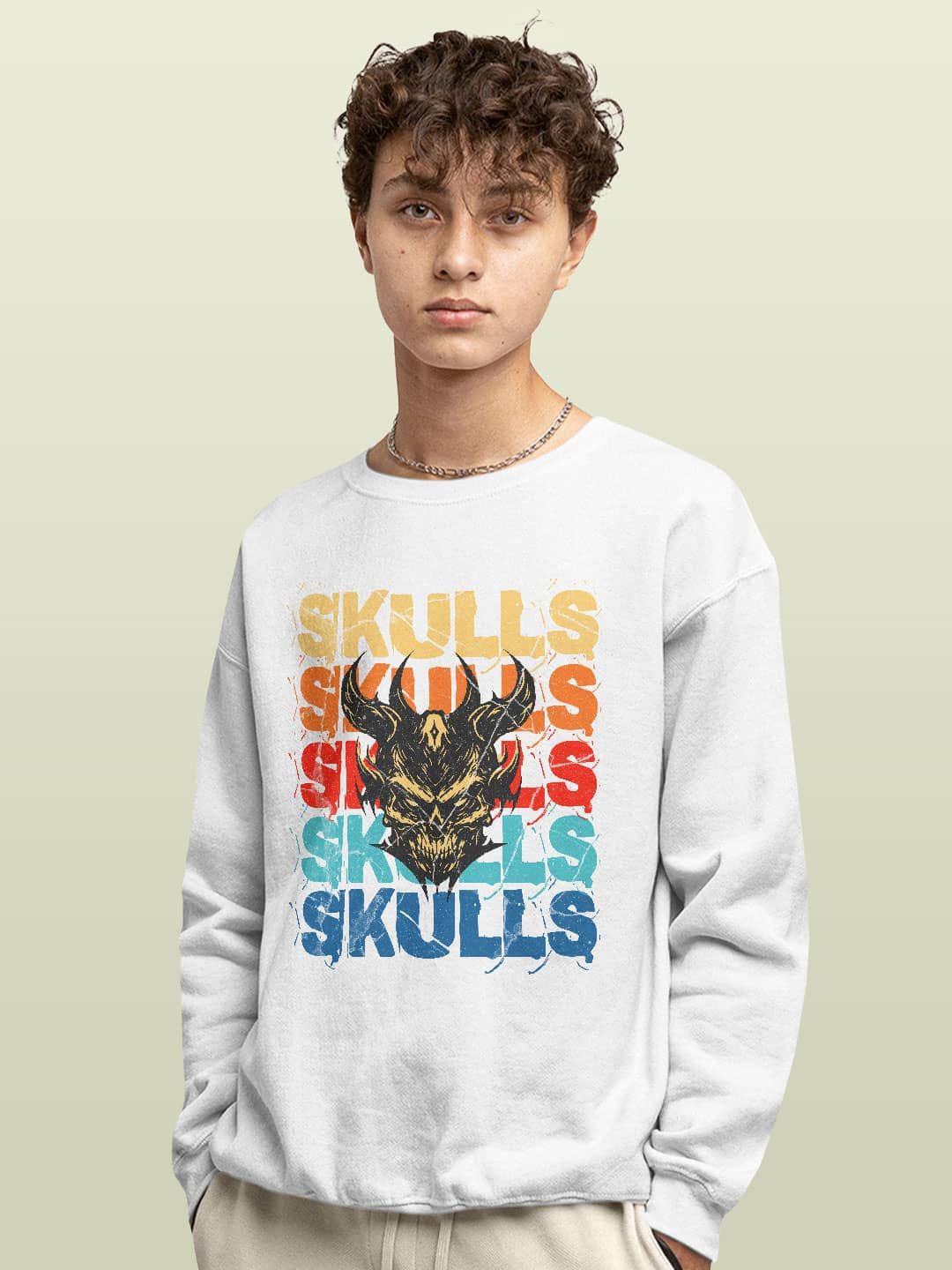 

macmerise Men Printed Sweatshirt, White