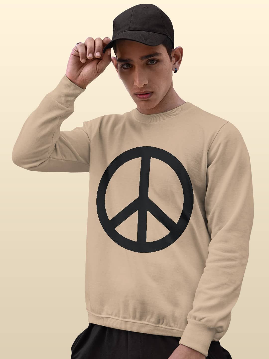

macmerise Men Printed Sweatshirt, Beige