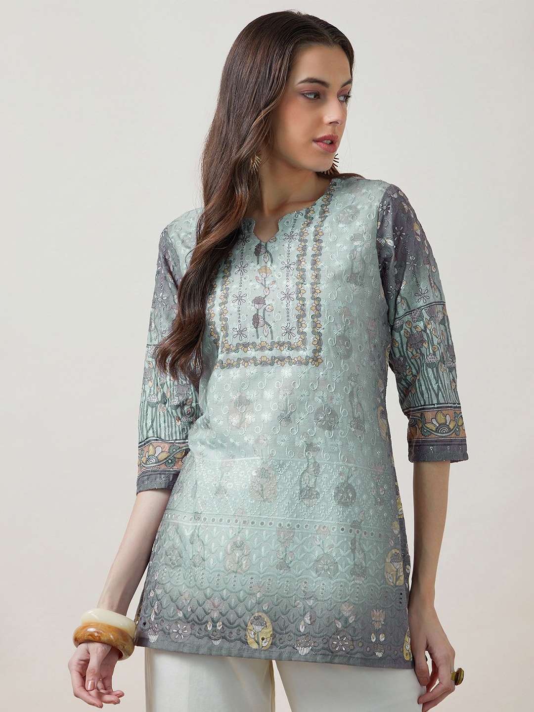 

Soch Printed Notch Neck Cotton Tunic, Blue