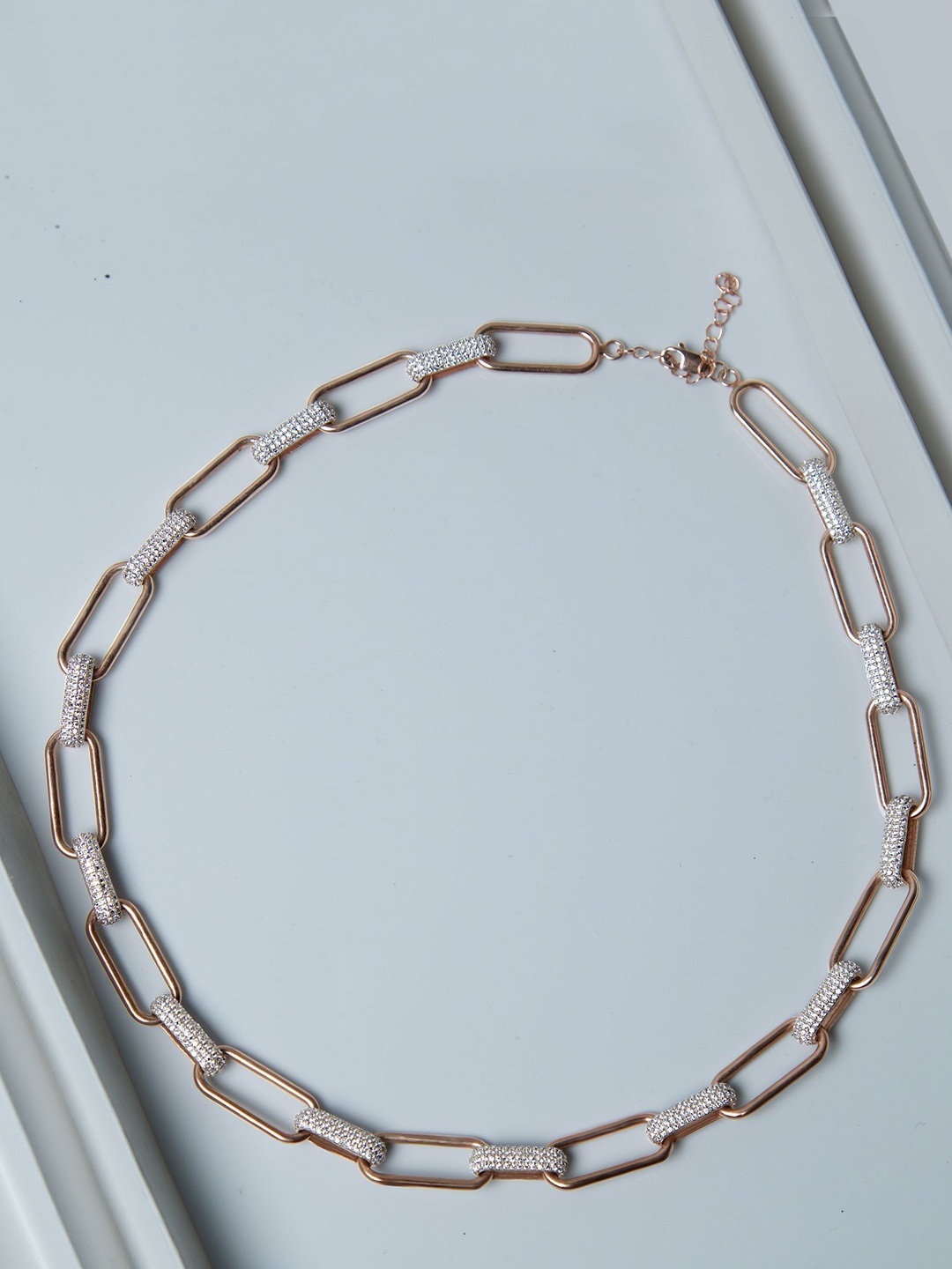 

VELVET IMPERIAL Rose Gold-Plated Stainless Steel Stone Studded Necklace