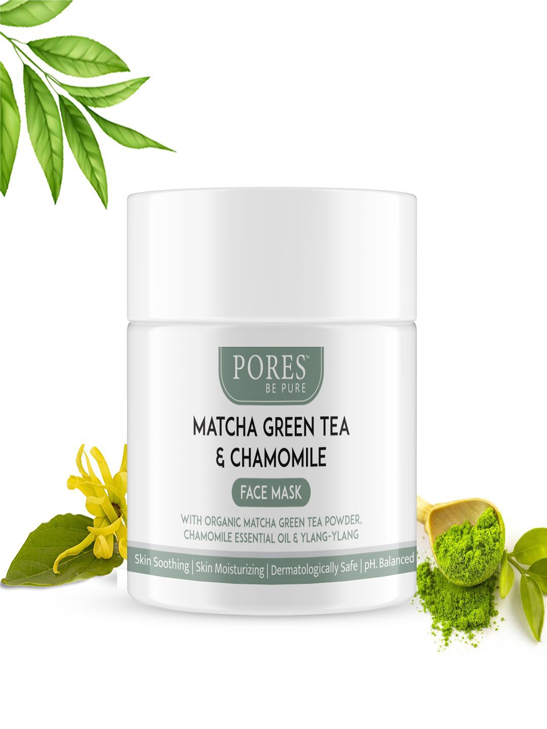 

PORES Be Pure Matcha Green Tea Clay Face Mask For Moisturizing Skin-100g, White