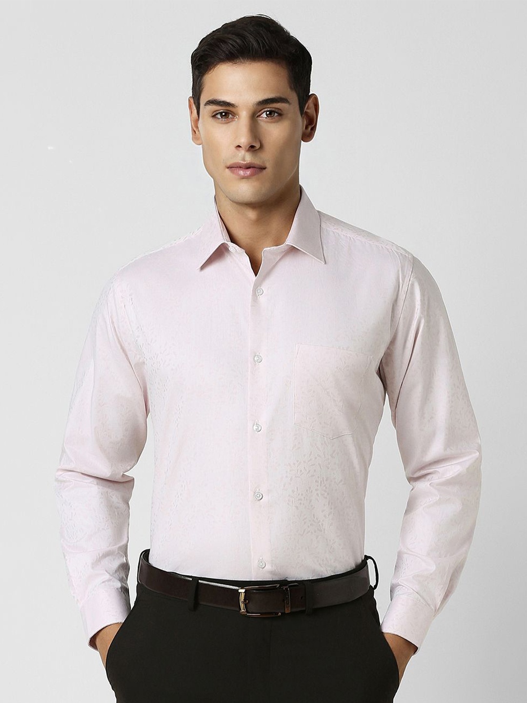 

Van Heusen Men Spread Collar Floral Printed Cotton Party Shirt, Pink
