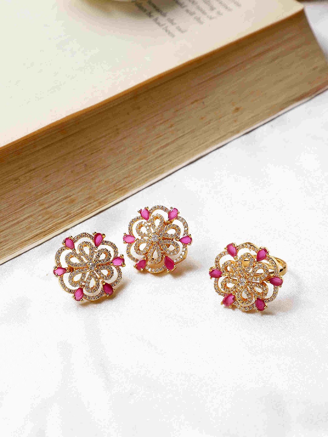 

CARDINAL Gold Plated American Diamond Jewellery Set