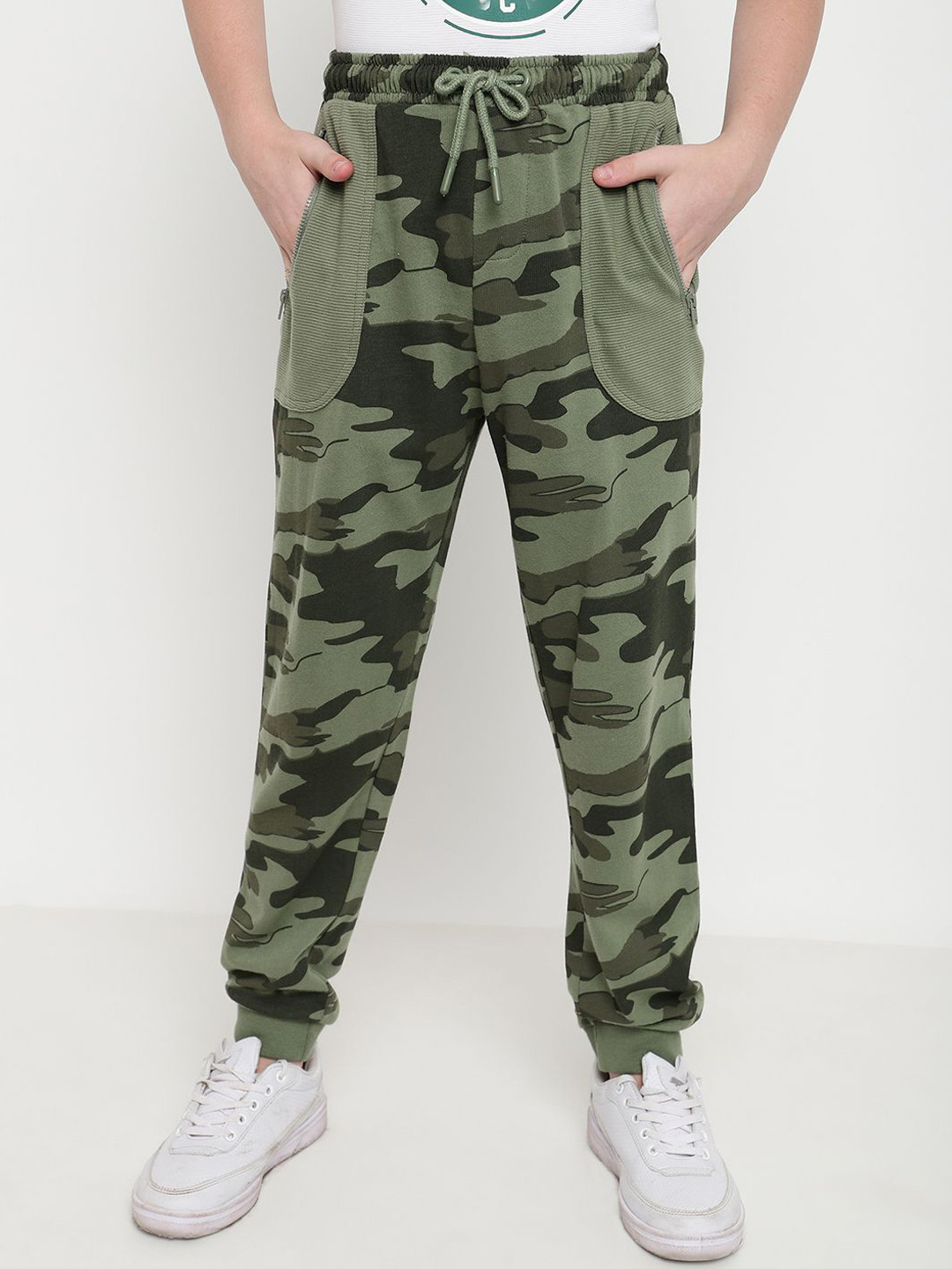 

Octave Boys Camouflage Printed Cotton Joggers, Olive