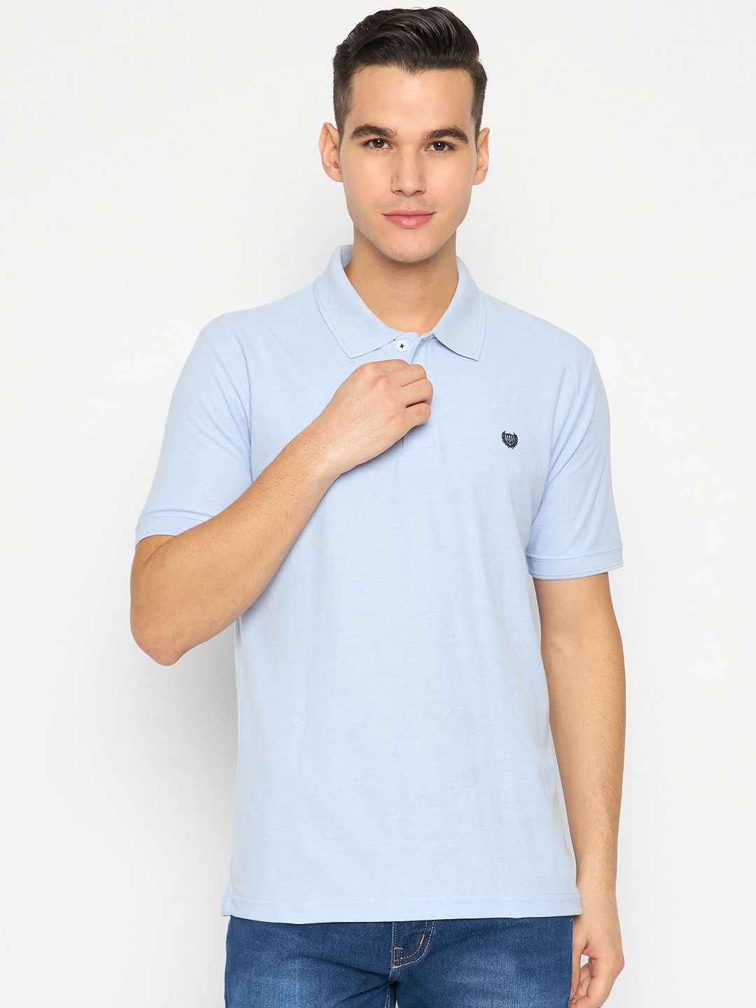 

Duke Men Solid Polo Collar Cotton Slim Fit T-shirt, Blue