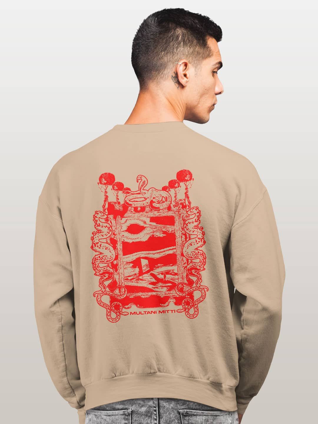 

macmerise Men Printed Sweatshirt, Beige