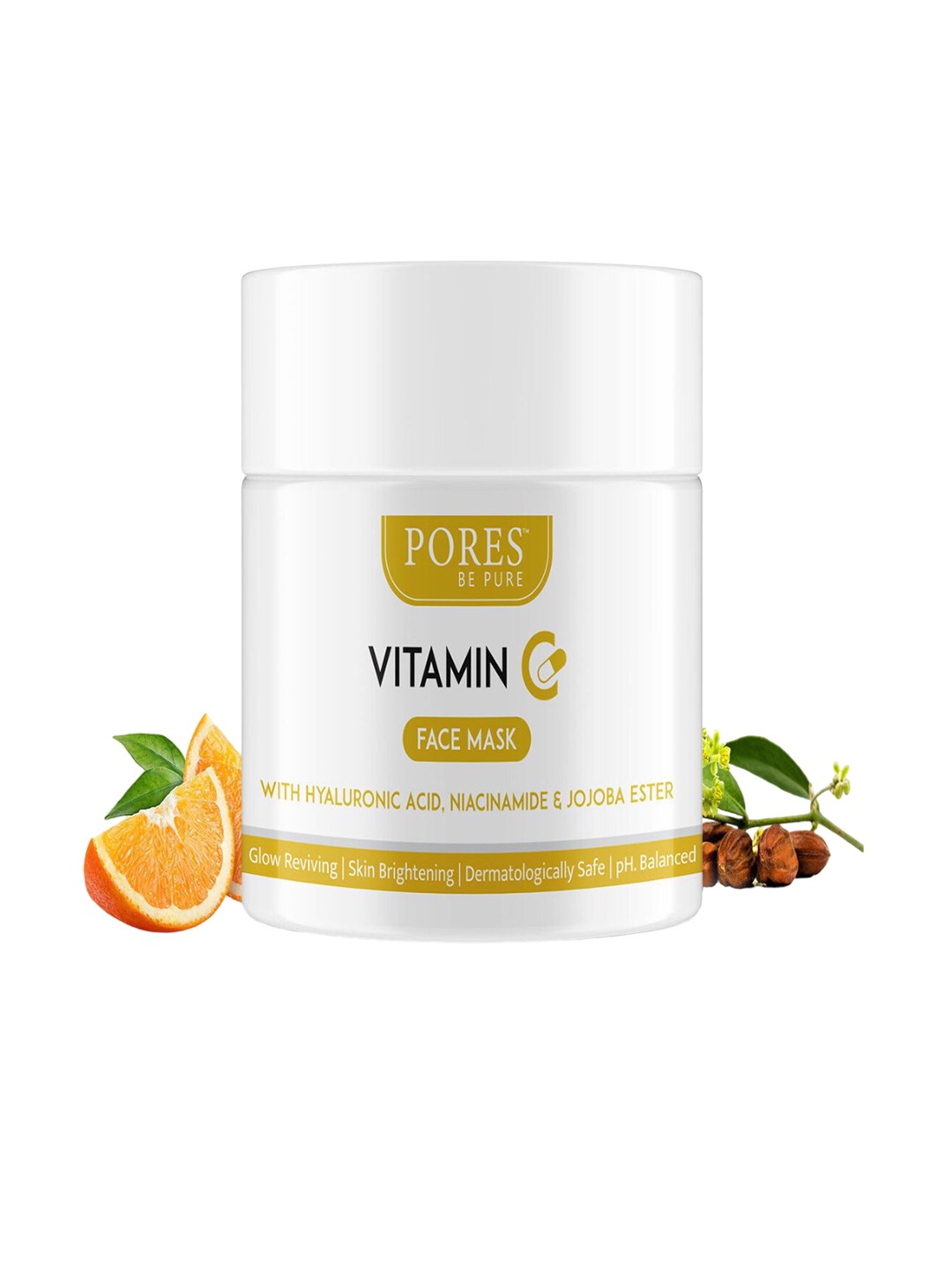 

PORES Be Set Of 2 Pure Vitamin C Clay Face Mask With Hyaluronic Acid For Glow-100g Each, White