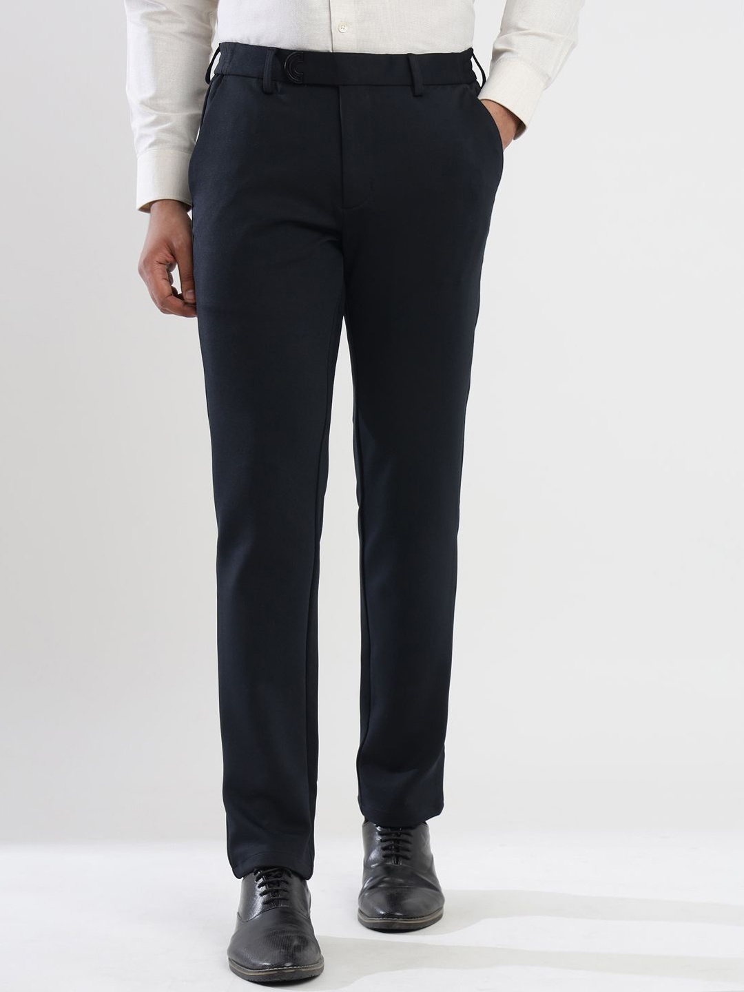

MANTICORE Men Regular Fit Formal Trousers, Navy blue
