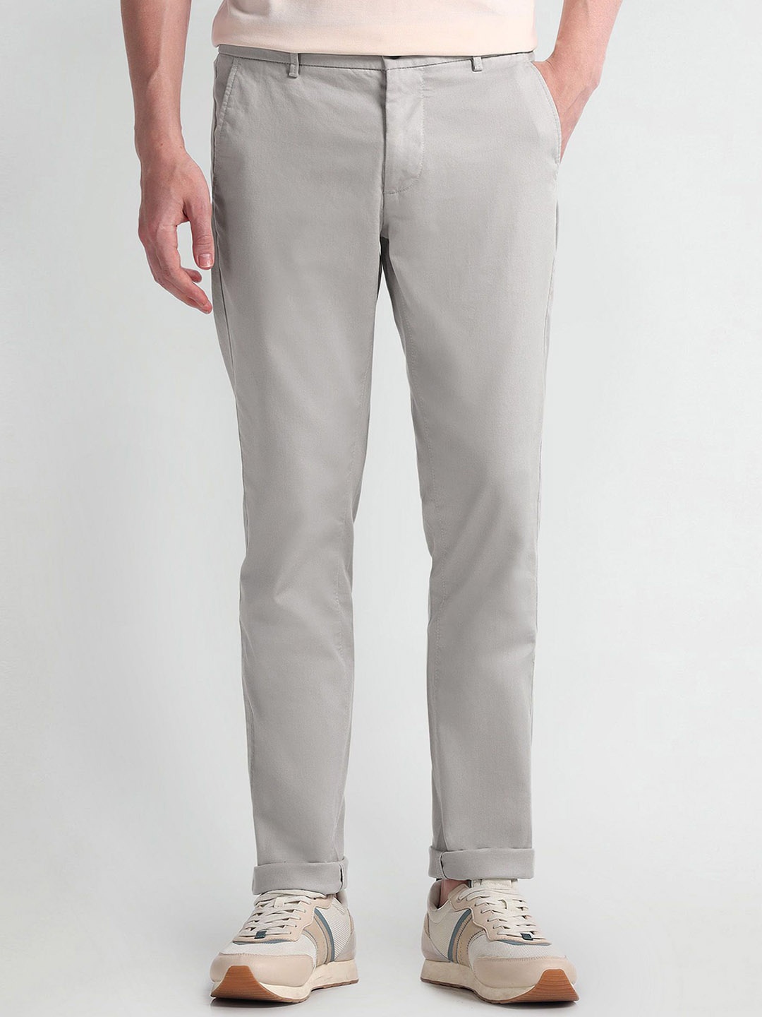 

Arrow Sport Men Slim Fit Mid-Rise Chinos Trousers, Grey