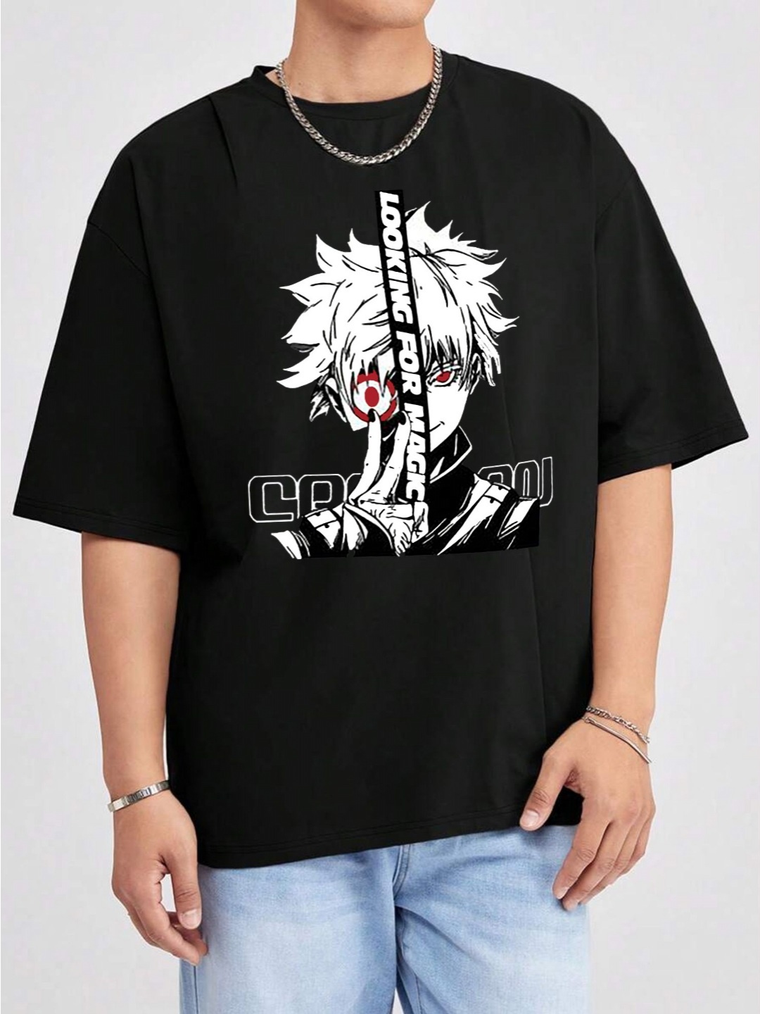 

TABADTOD Men Printed Tropical T-shirt, Black