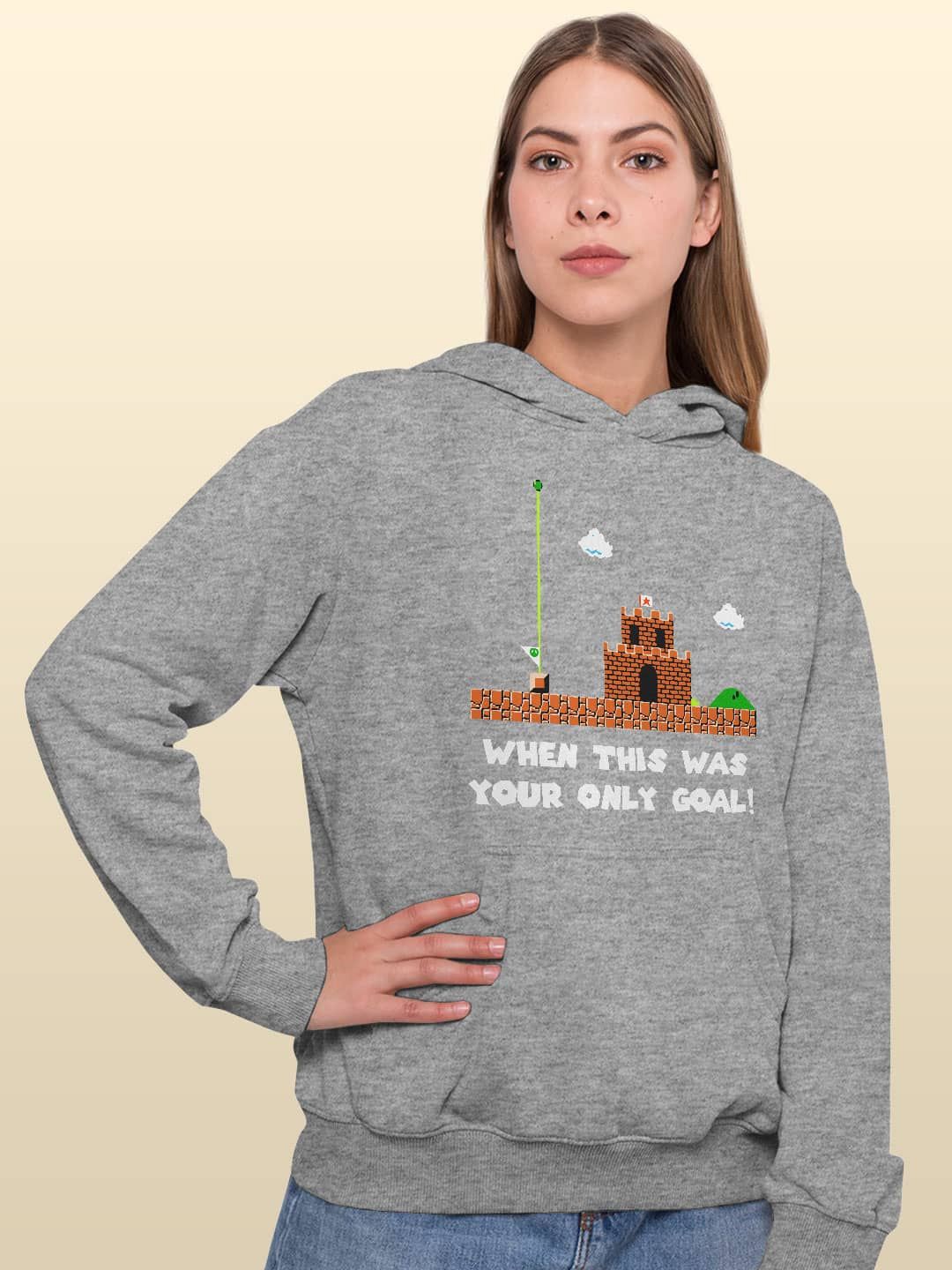 

macmerise Women Printed Hooded Sweatshirt, Grey