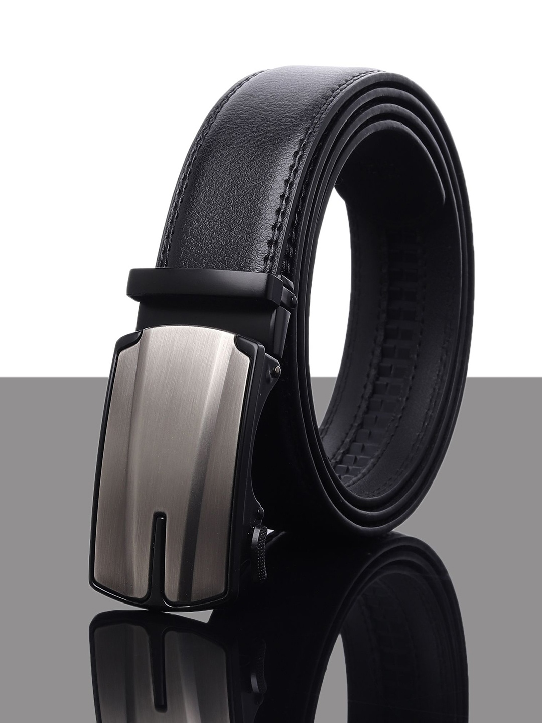 

WINSOME DEAL Men Slider Buckle Closure Solid Formal Belt, Black