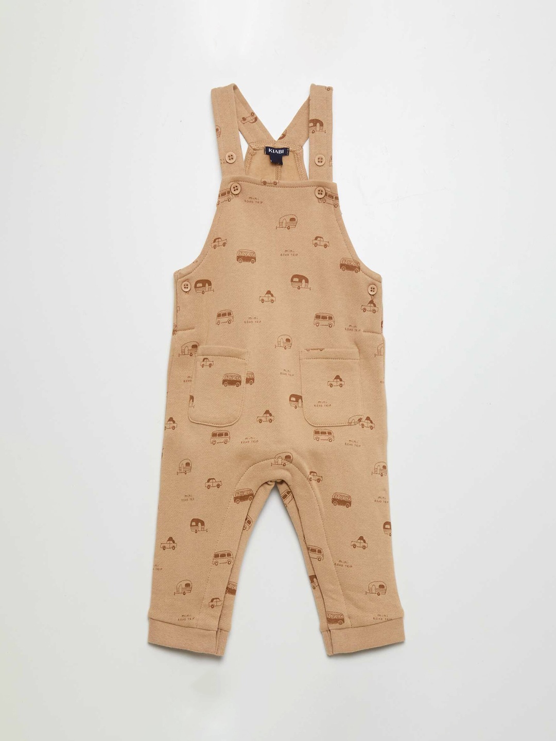 

KIABI Kids Printed Pure Cotton Dungaree, Beige