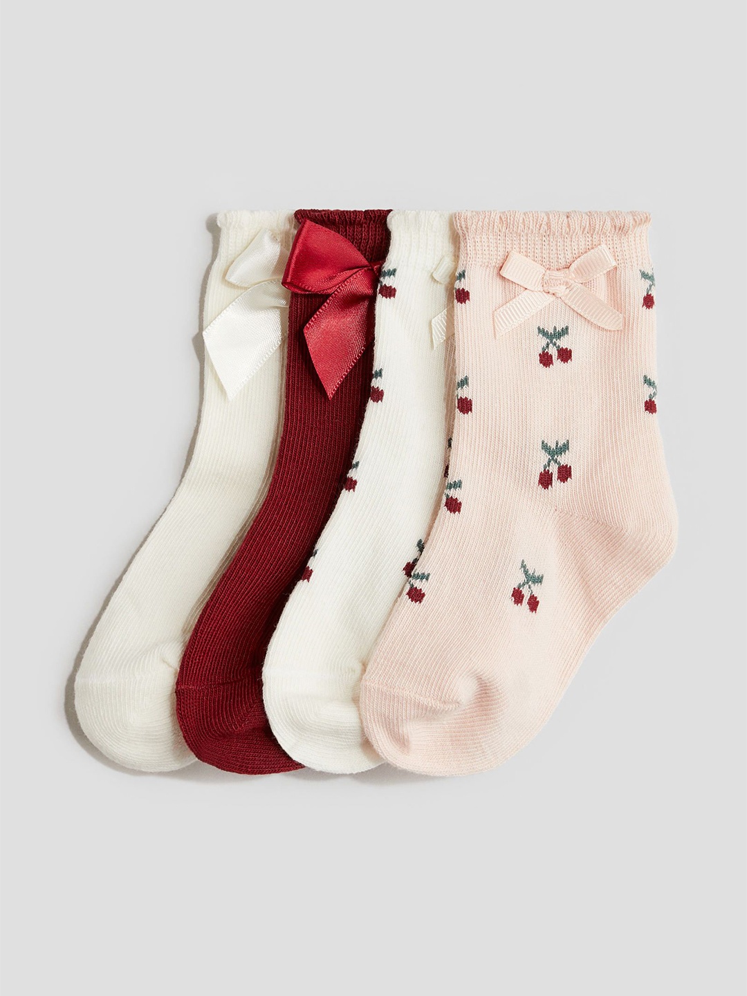 

H&M Girls Pack Of 4 Ankle-Length Patterned Socks, Pink