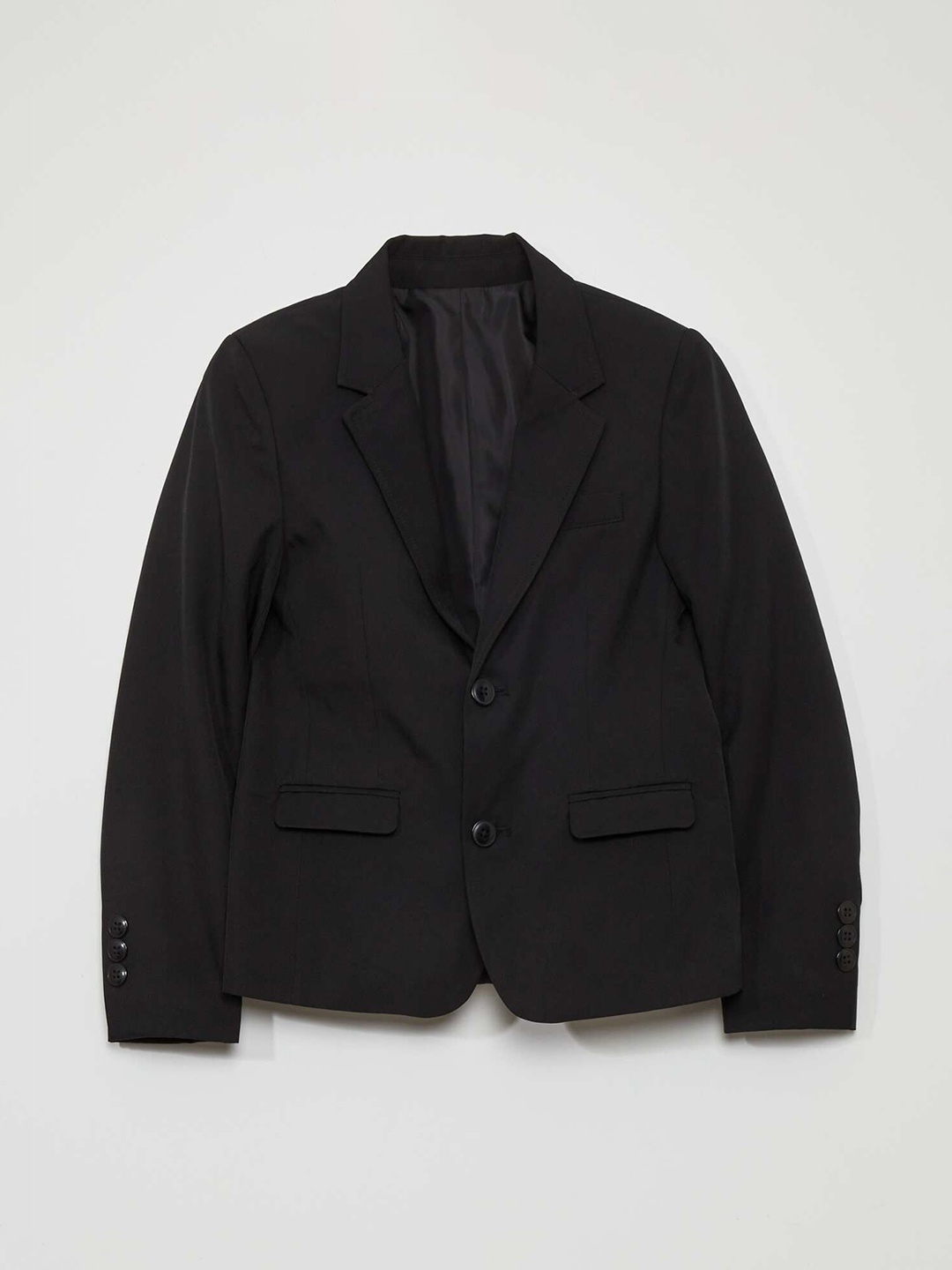 

KIABI Boys Notched Lapel Collar Single Breasted Blazer, Black