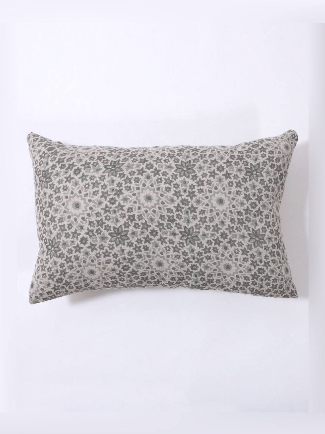 

Art Avenue Lumbar Off White & Black Floral Printed Cotton Linen Rectangle Cushion Cover, Grey
