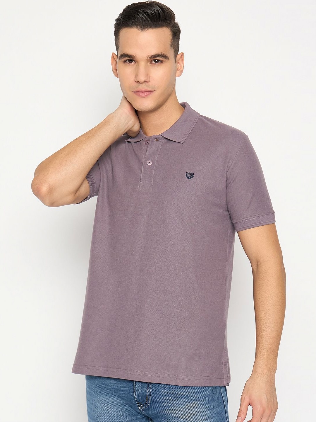 

Duke Men Solid Polo Collar Cotton Slim Fit T-shirt, Purple