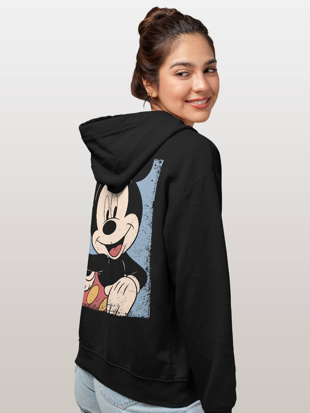 

macmerise Women Printed Hooded Sweatshirt, Black