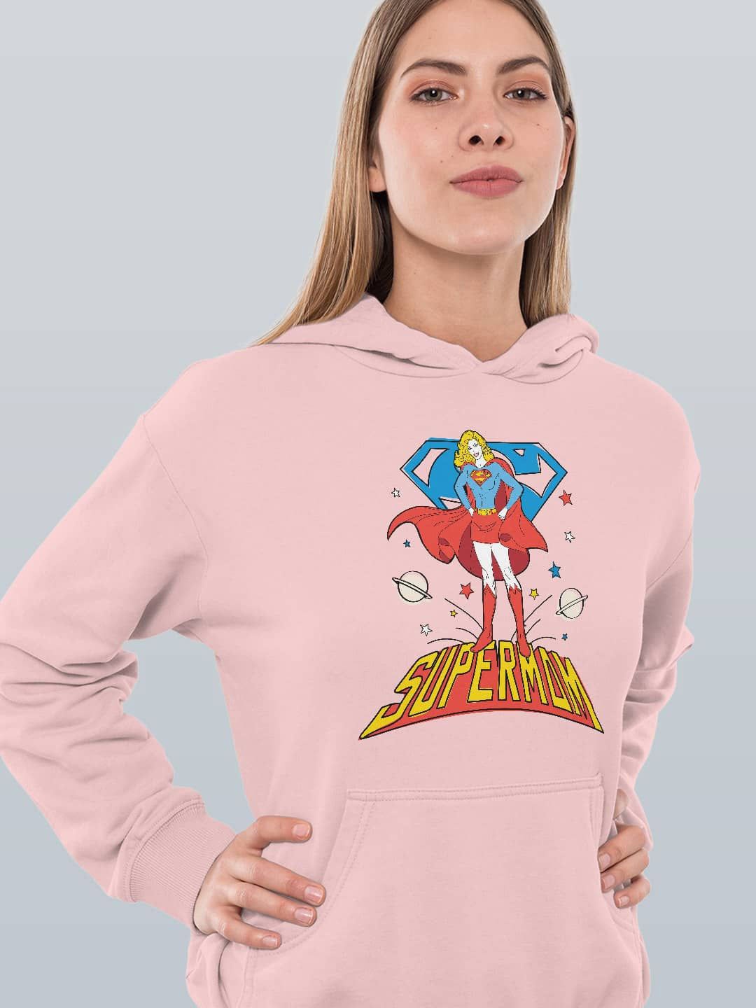 

macmerise Women Printed Hooded Sweatshirt, Pink