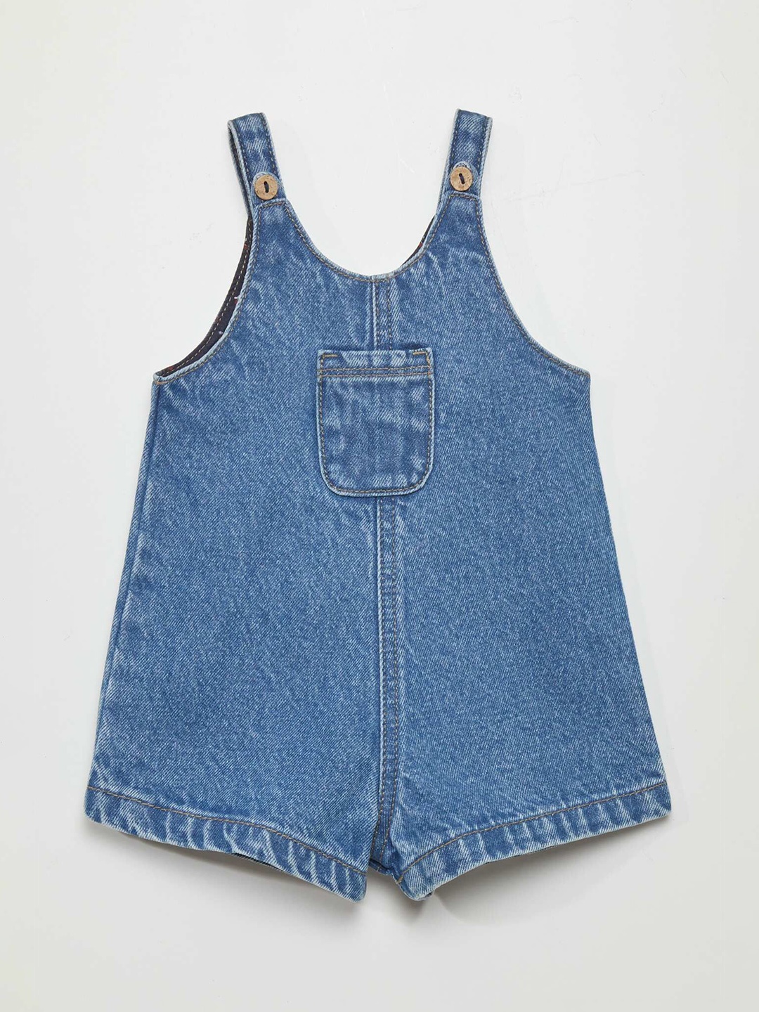 

KIABI Girls Straight Leg Pure Cotton Dungarees, Blue