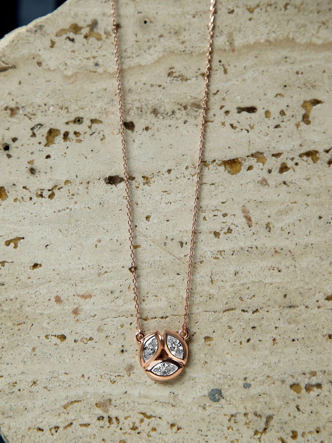 

VELVET IMPERIAL 18k Rose Gold-Plated Stainless Steel Bezel Marquise Cut Necklace