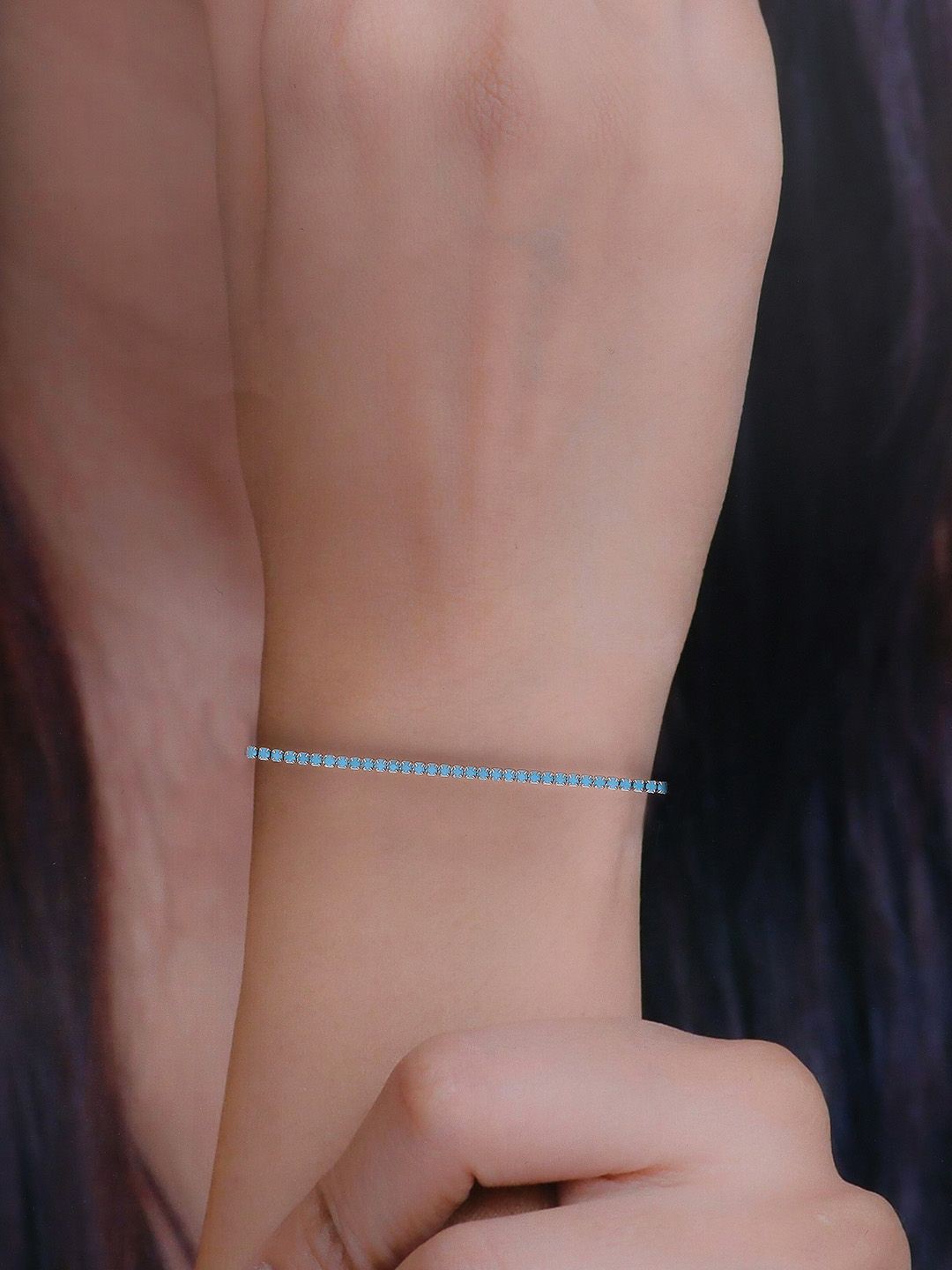 

KAI JEWEL Sterling Silver CZ Studded Rhodium-Plated Minimalistic Wraparound Bracelet