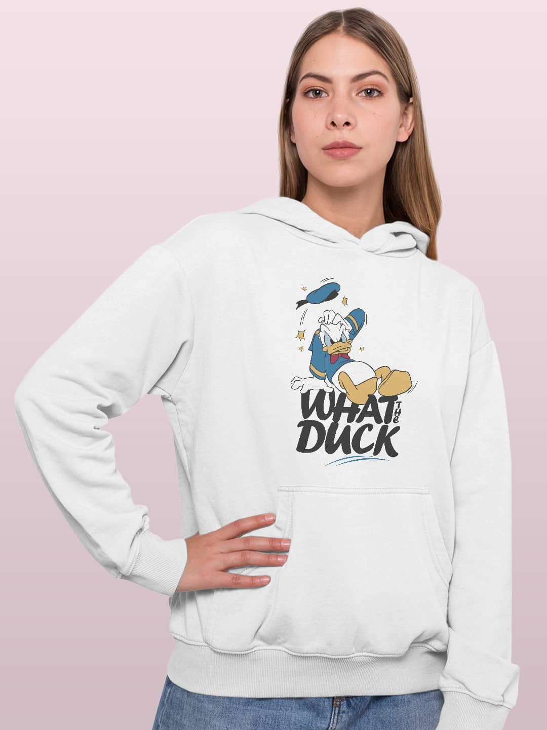

macmerise Women Printed Hooded Sweatshirt, White