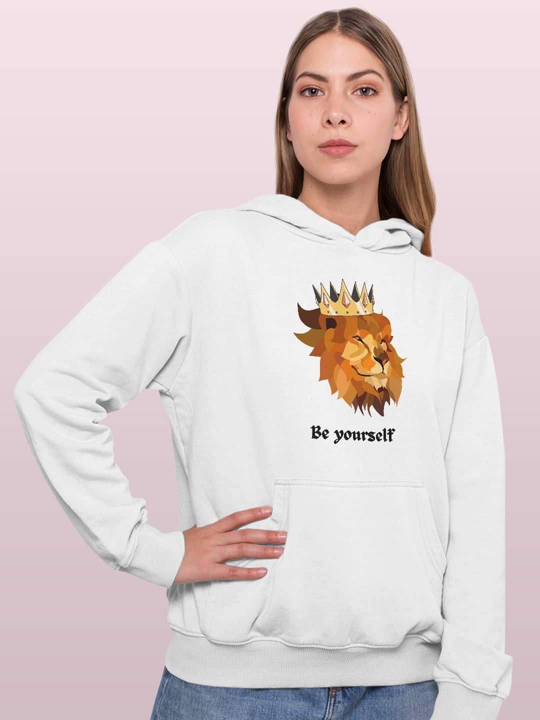 

macmerise Women Printed Hooded Sweatshirt, White
