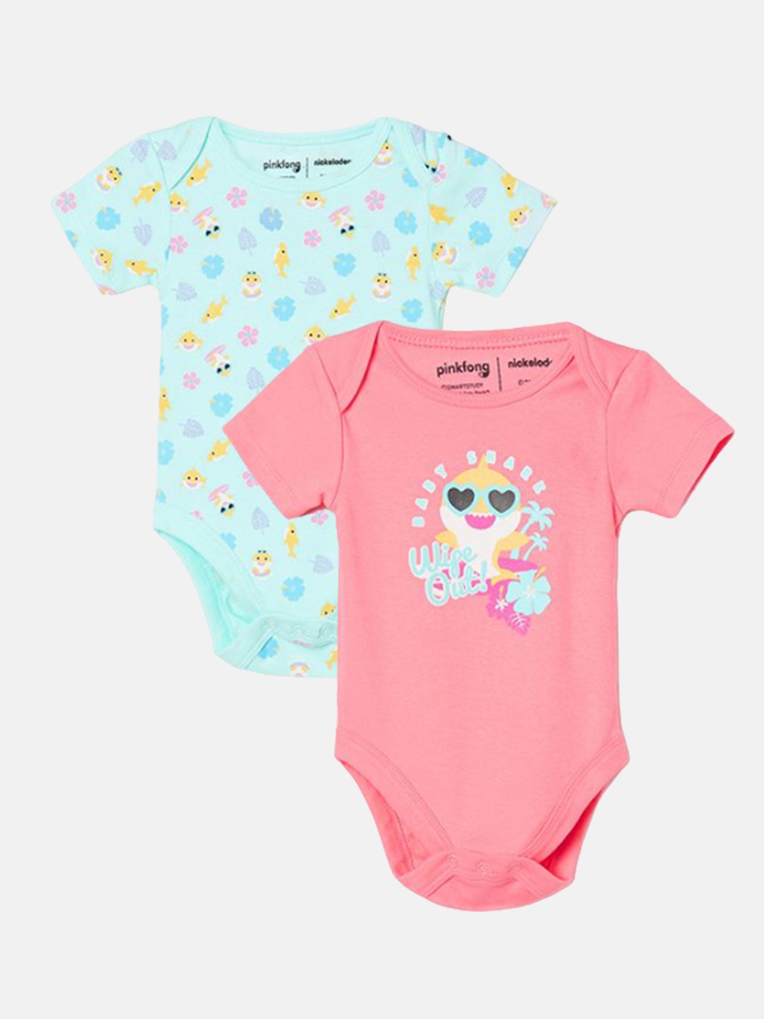 

Juniors by Lifestyle Infants Girls Pack Of 2 Babyshark Printed Bodysuits, Pink