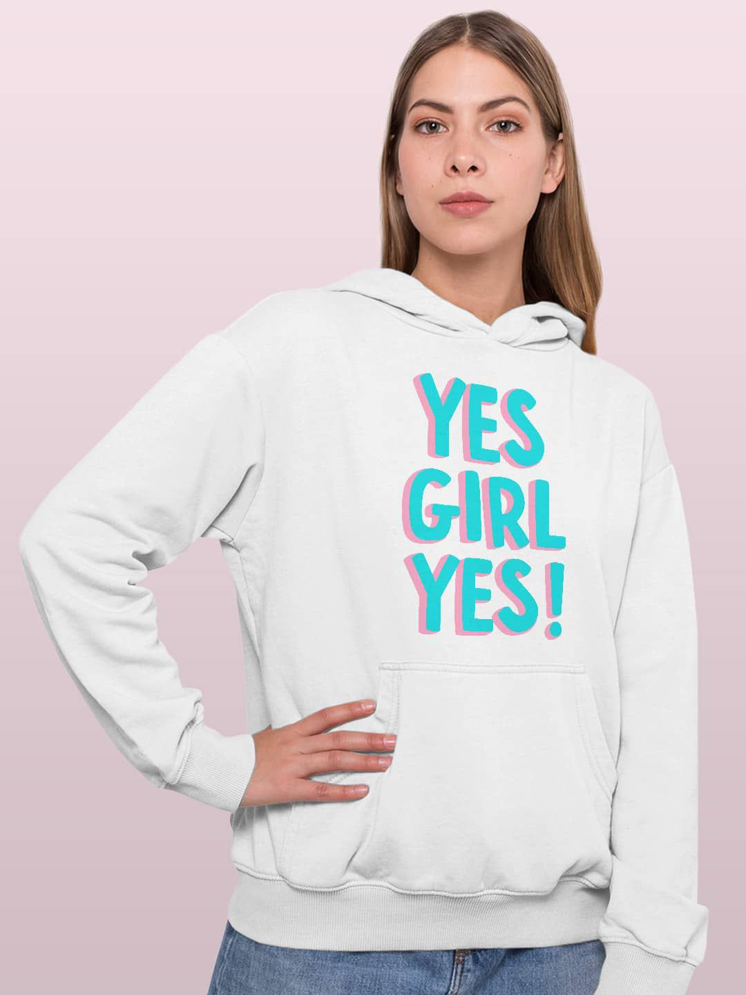 

macmerise Women Printed Hooded Sweatshirt, White