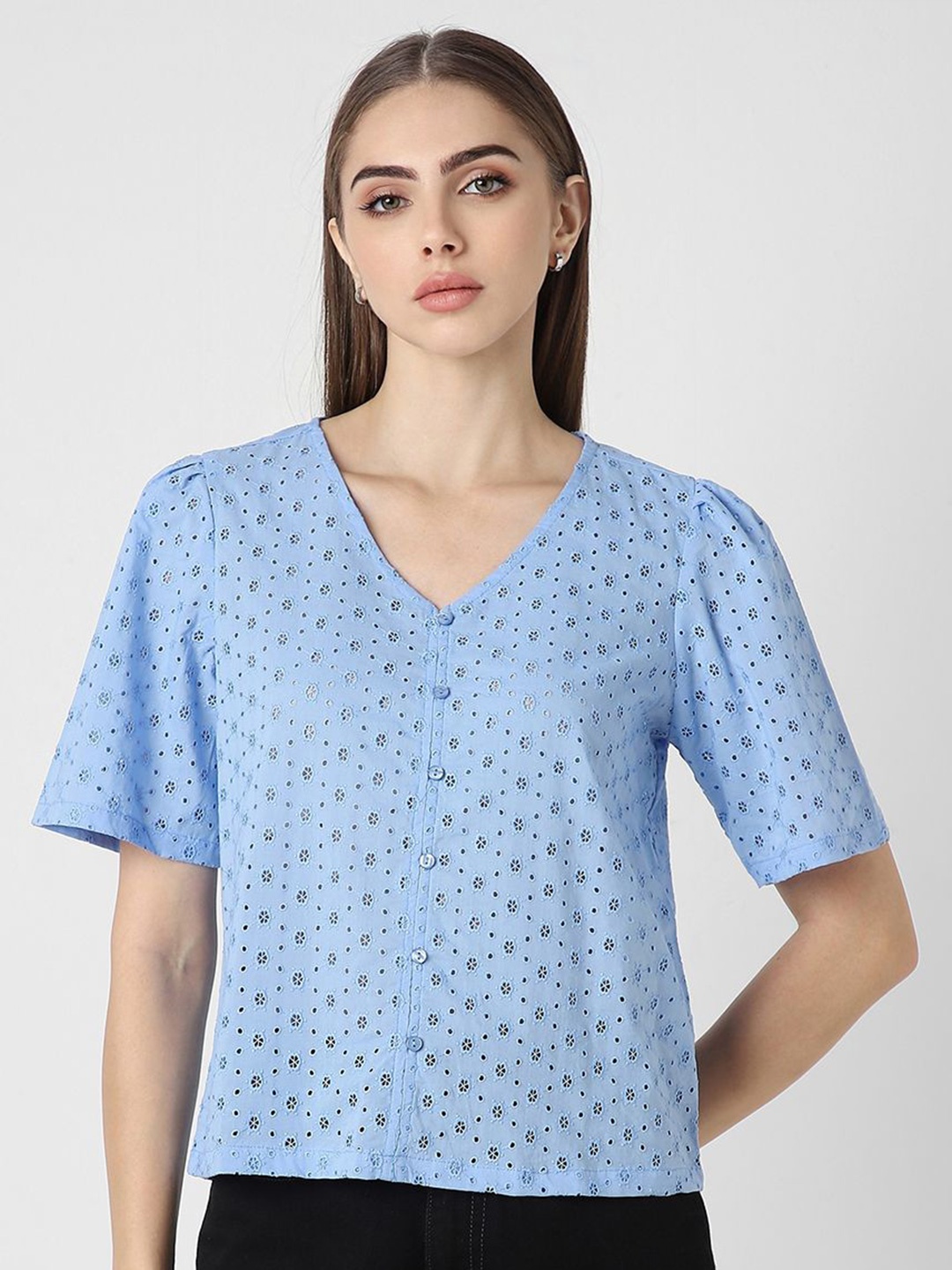 

Van Heusen Woman Geometric Print Cotton Top, Blue