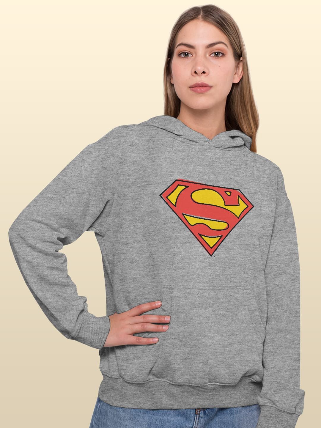 

macmerise Women Printed Hooded Sweatshirt, Grey