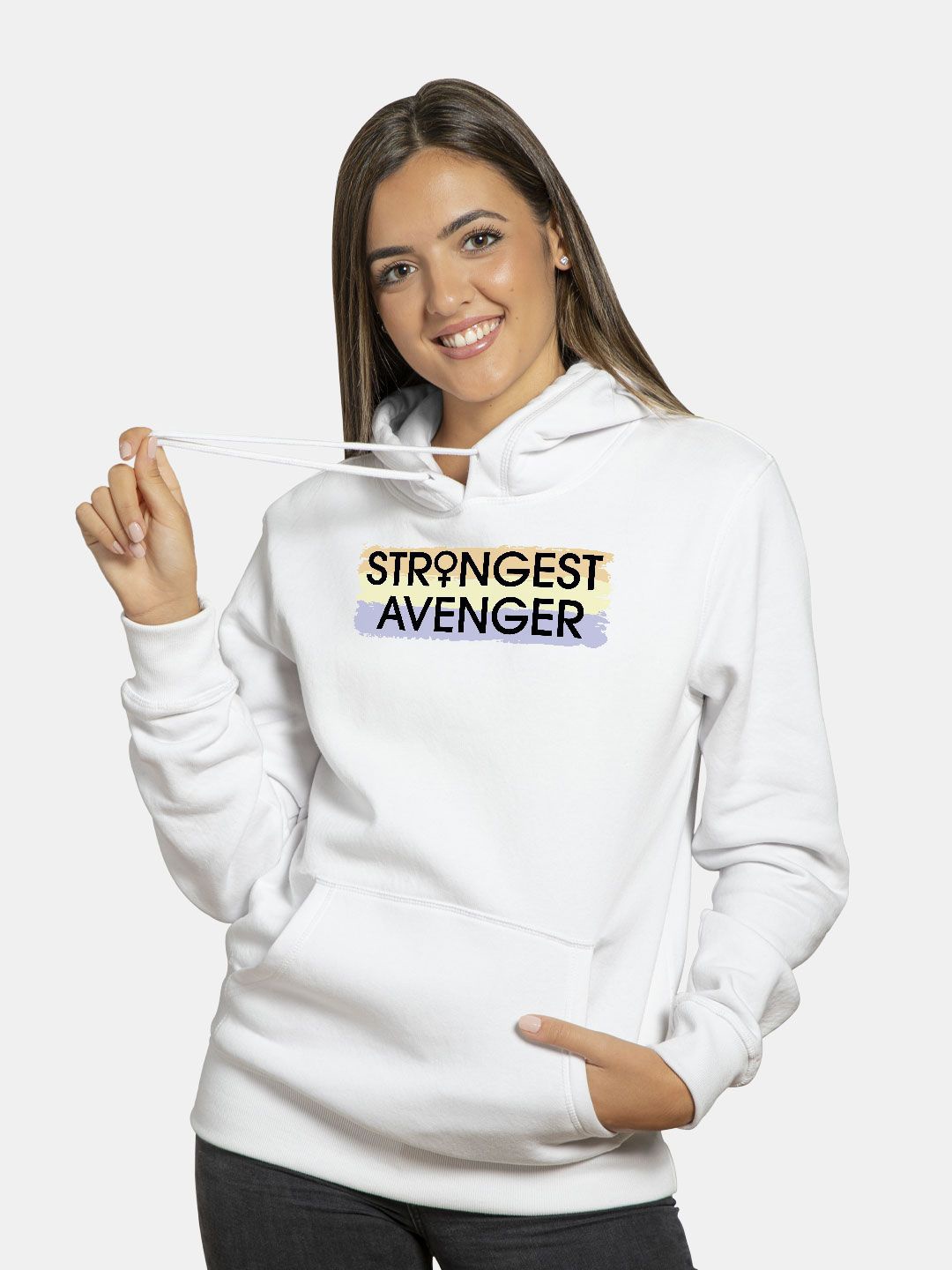 

macmerise Women Printed Hooded Sweatshirt, White