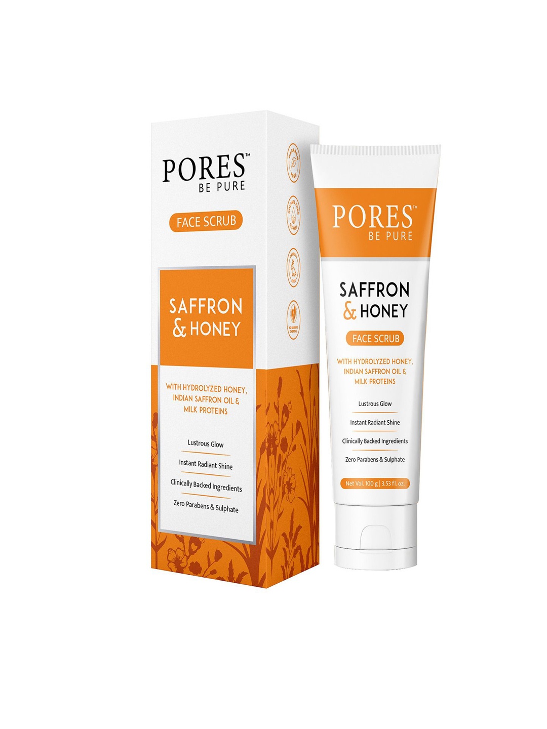 

PORES Be Pure Saffron & Honey Face Srub with Milk Proteins - 100 g, White