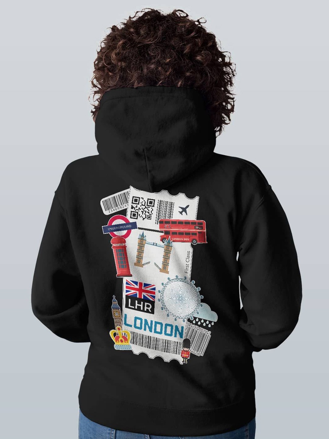 

macmerise Women Printed Hooded Sweatshirt, Black