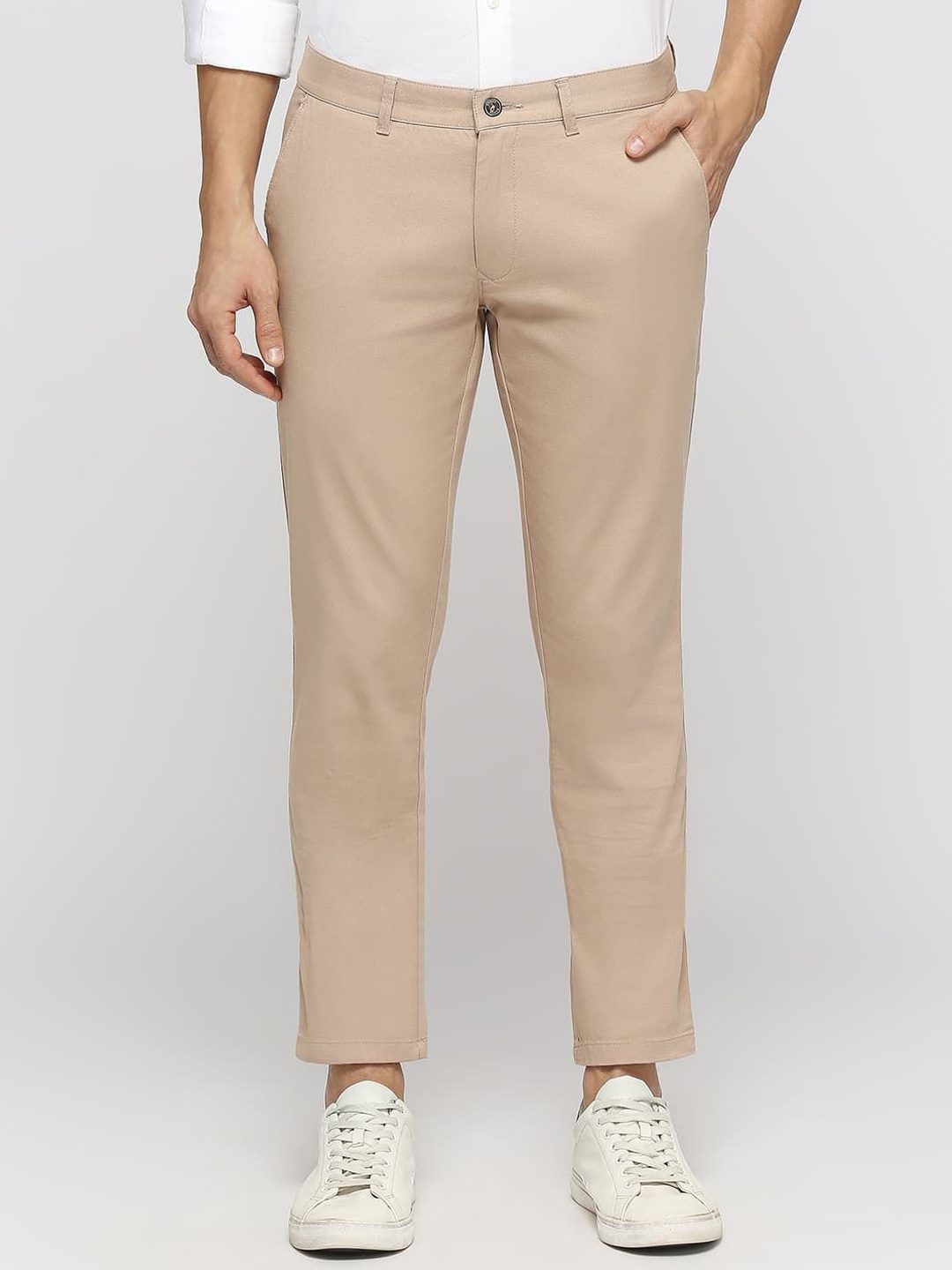 

Basics Men Mid-Rise Slim Fit Regular Trousers, Brown