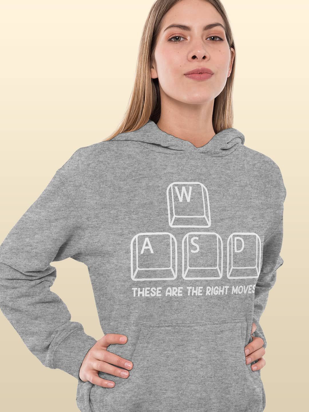 

macmerise Women Printed Hooded Sweatshirt, Grey