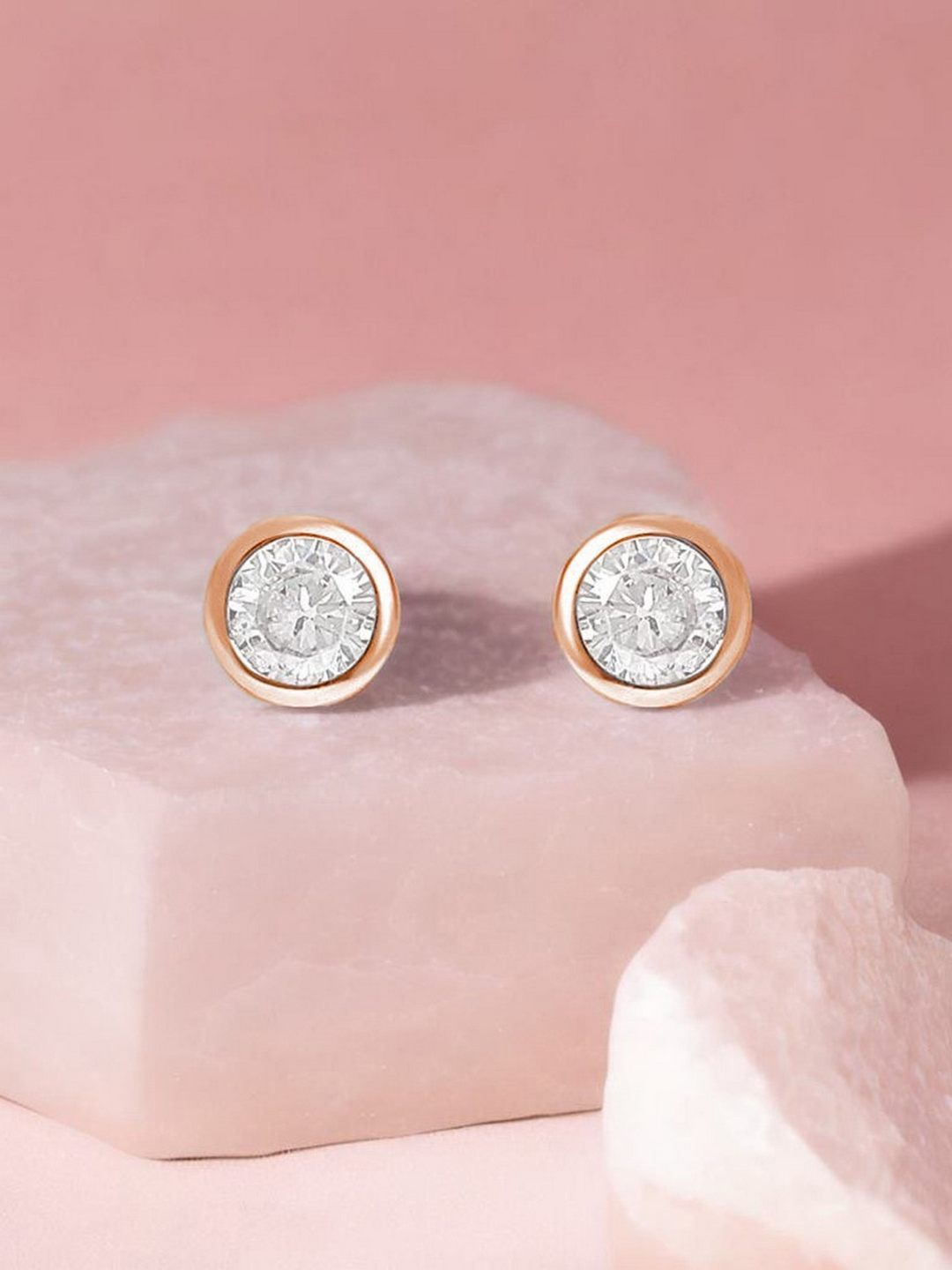 

Zavya 925 Sterling Silver Rose Gold-Plated Cubic Zirconia Studs