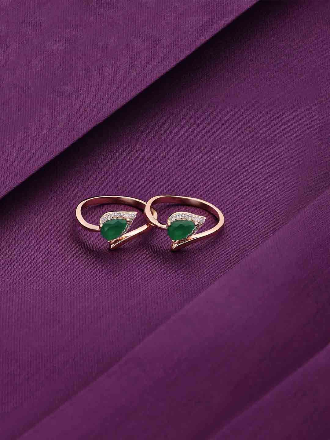 

KAI JEWEL 925 Sterling Silver Rose Gold-Plated Cubic Zirconia Studded Toe Rings