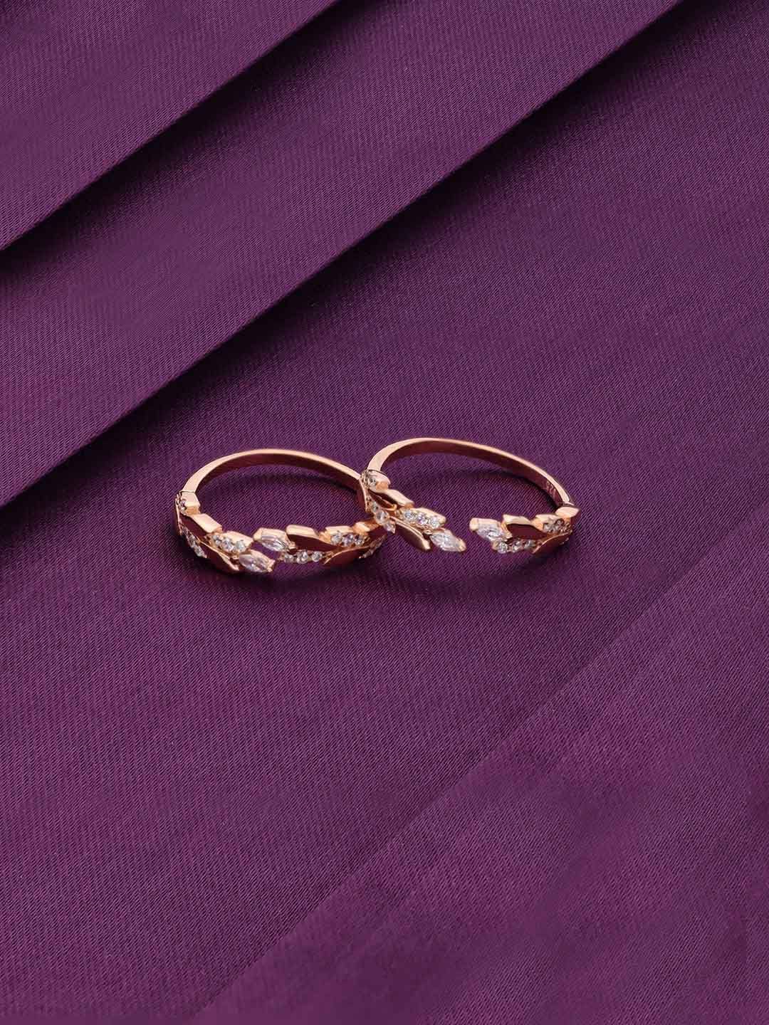 

KAI JEWEL Sterling Silver Rose Gold-Plated Cubic Zirconia Toe Rings