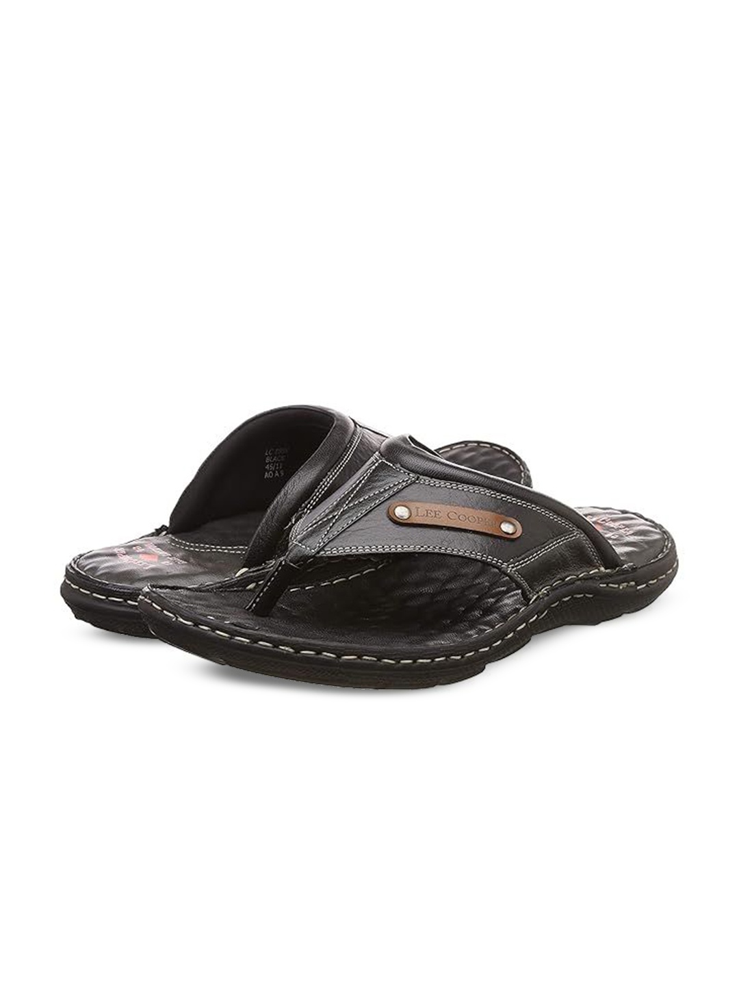 

Lee Cooper Men Leather Slip-On Comfort Sandals, Black