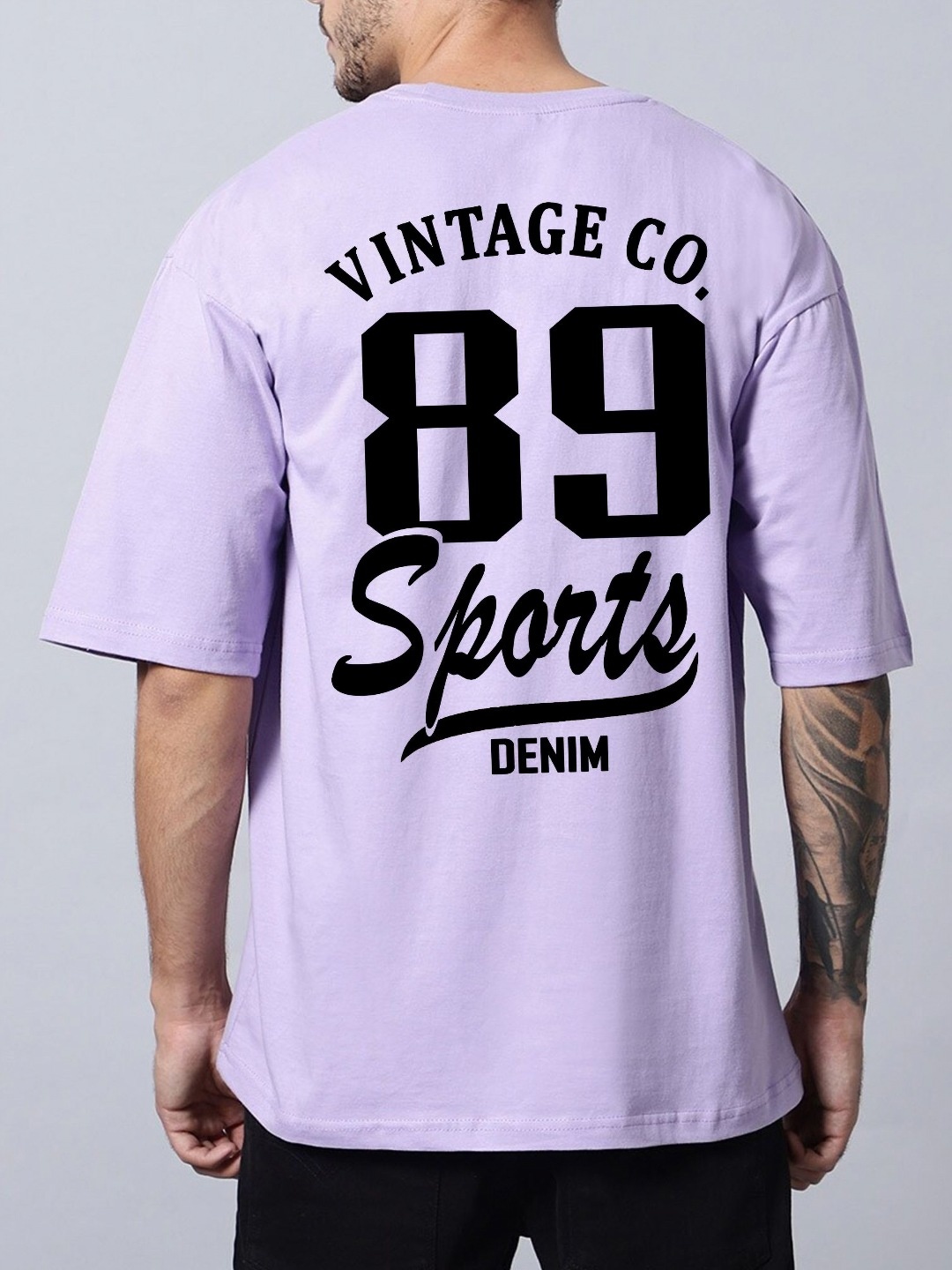 

TABADTOD Men Typography Printed Applique T-shirt, Lavender