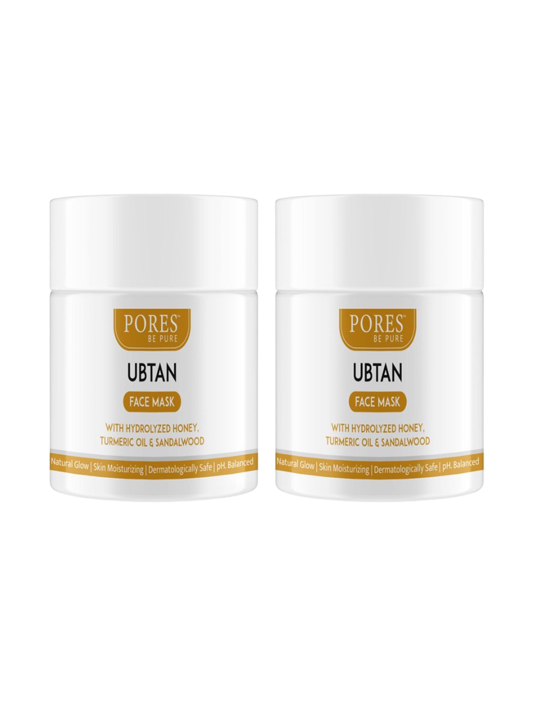 

PORES Be Pure Set of 2 Ubtan Face Mask with Honey, Turmeric & Sandalwood - 100 g each, White