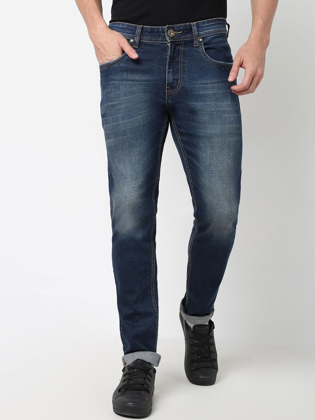 

R&B Men Regular Fit Mid Rise Light Fade Jeans, Blue