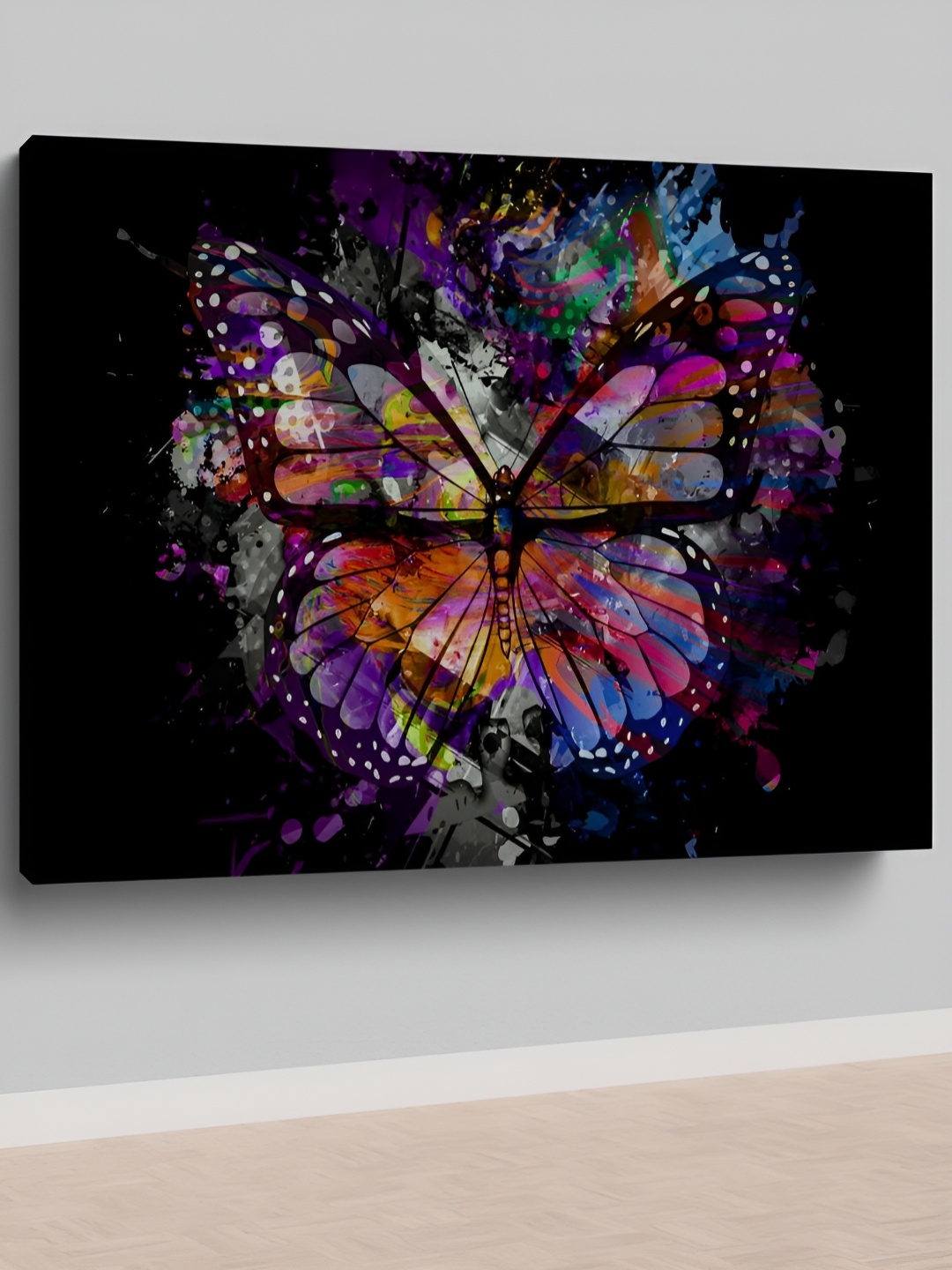 

CLAWCRAFTS Black & Blue Abstract Painting Canvas Wall Art