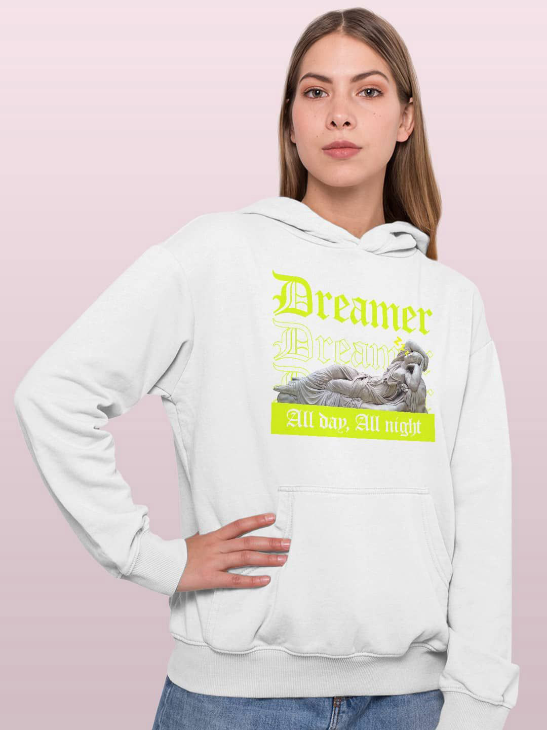 

macmerise Women Printed Hooded Sweatshirt, White