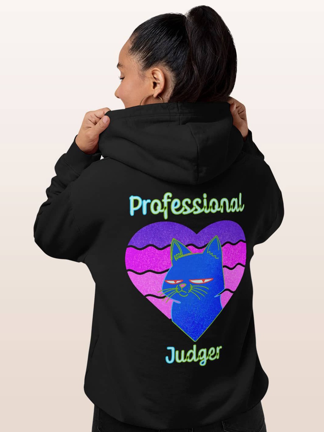 

macmerise Women Printed Hooded Sweatshirt, Black